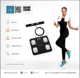 Porodo Lifestyle Precise Analysis Smart Scale - Black
