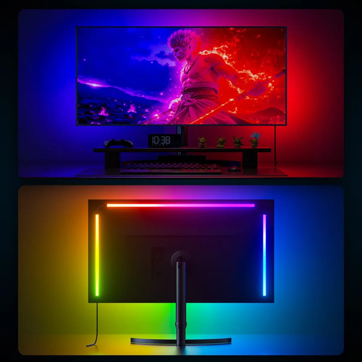 Luz para monitor de jogos, luz de fundo com efeito de sincronização de cores de tela para monitor de computador de 27 a 34 polegadas, compatível com computadores Windows e MacOS_1