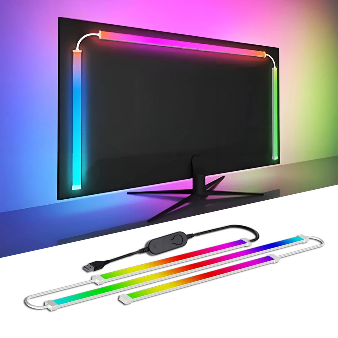 Luz para monitor de jogos, luz de fundo com efeito de sincronização de cores de tela para monitor de computador de 27 a 34 polegadas, compatível com computadores Windows e MacOS