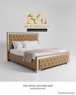 Mirrored Queen Leather Bed + Double-Sided Pillow Top Mattress