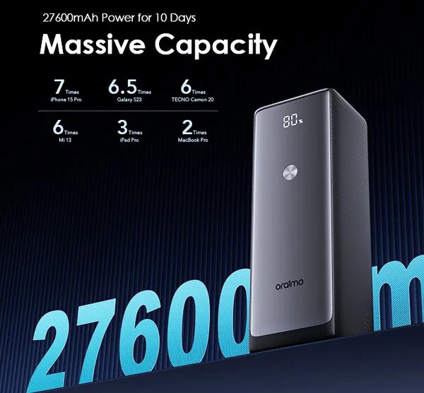 Oraimo OPB-727SQ Power Jet 27600mAh 130W Power Bank_1