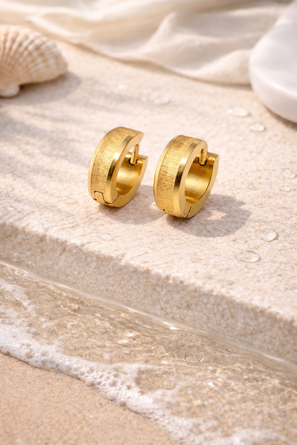 Golden Tide Textured Huggie Earrings