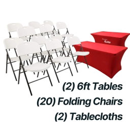 RK Combo - 20 Folding Chairs, 2 (6ft) Tables with Covers