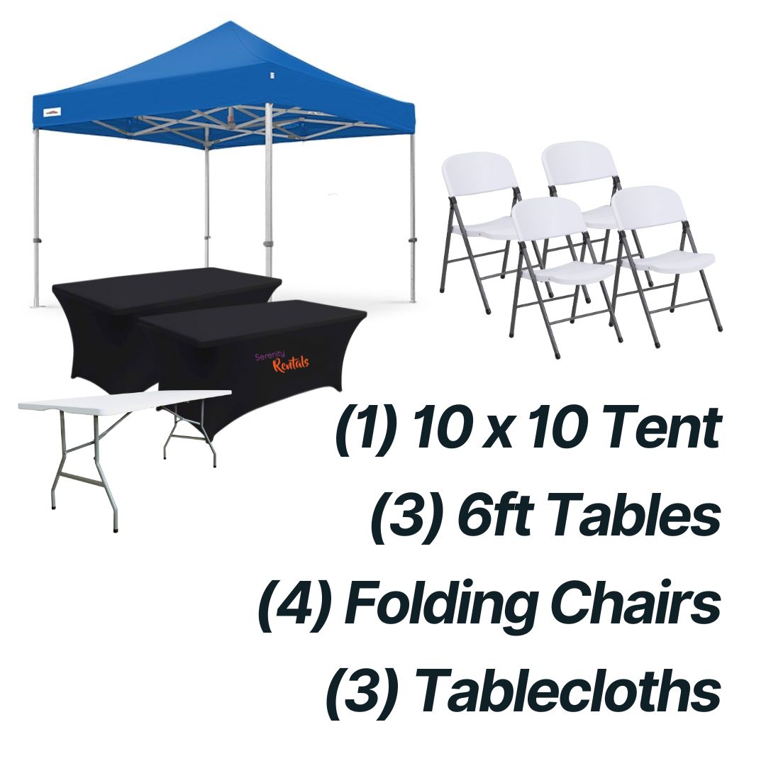 SK Combo - (1)10x 10 Tent, (4) Chairs, (3) 6ft Tables with Covers._0