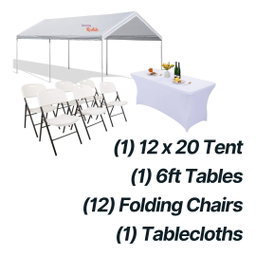 DK Combo - (1)12x 20 Tent, (12) Chairs, (12) 6ft Table with Cover.