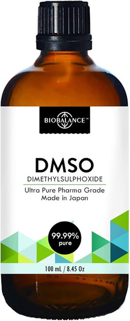 DMSO - Dimethyl Sulfoxide in Amber Glass Dropper Bottle, 100ml