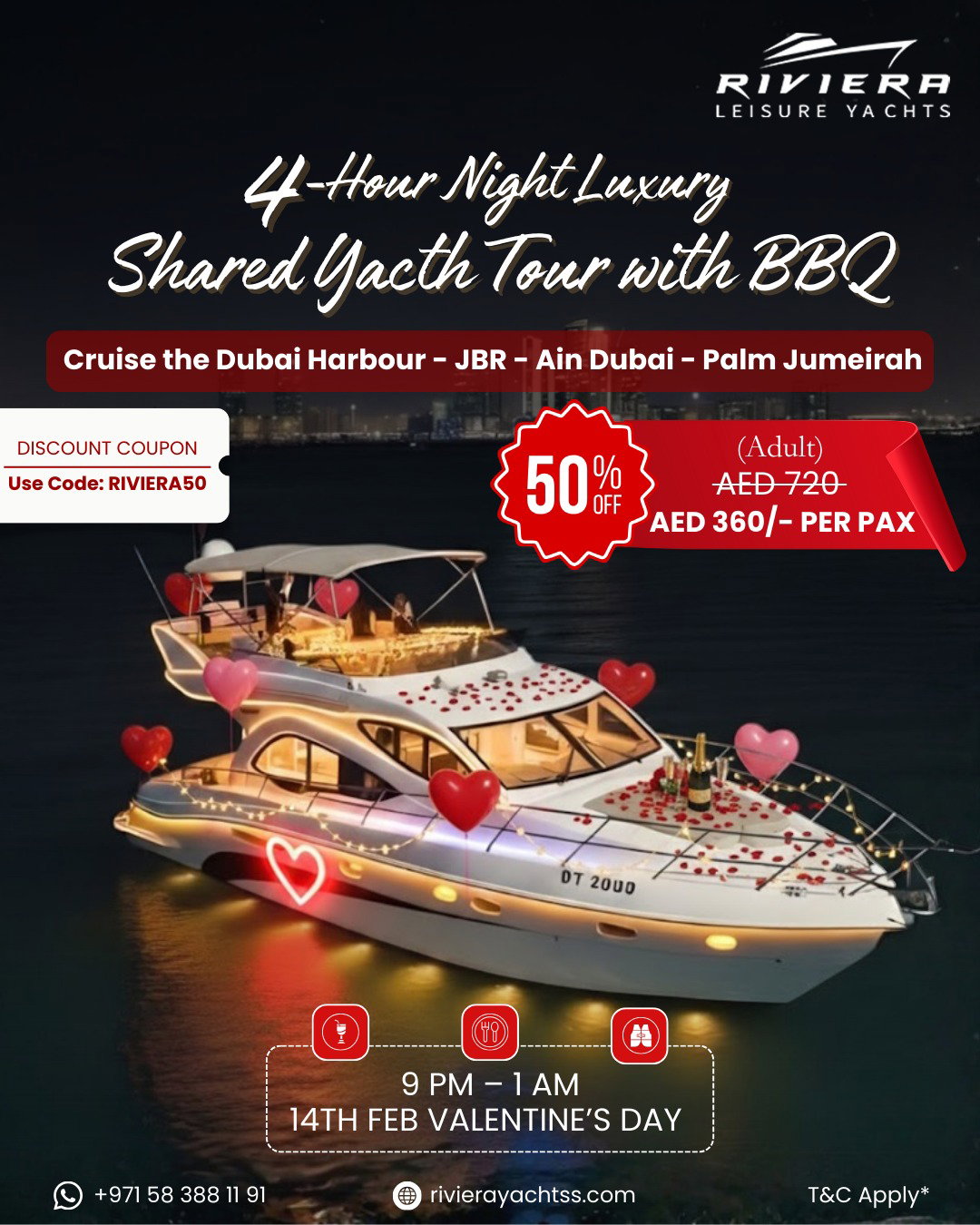 4-Hour Night Luxury Yacht with BBQ