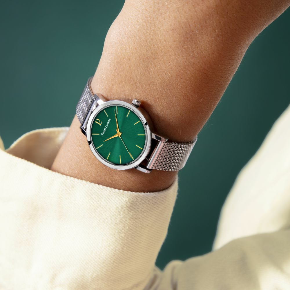 Pour Elle - Coffret Femme CHOUQUETTE Argenté Cadran Vert Bracelet Cuir Vert 12 MM (170G671)_2