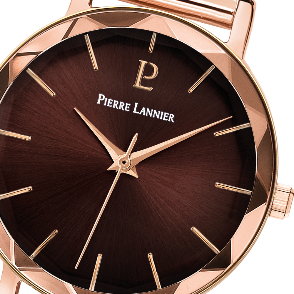 Pour Elle - Montre Femme MULTIPLES Doré-rose Cadran Chocolat Bracelet Acier milanais Doré-rose 14 MM (010P988)_2