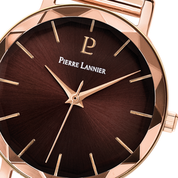 Pour Elle - Montre Femme MULTIPLES Doré-rose Cadran Chocolat Bracelet Acier milanais Doré-rose 14 MM (010P988)
