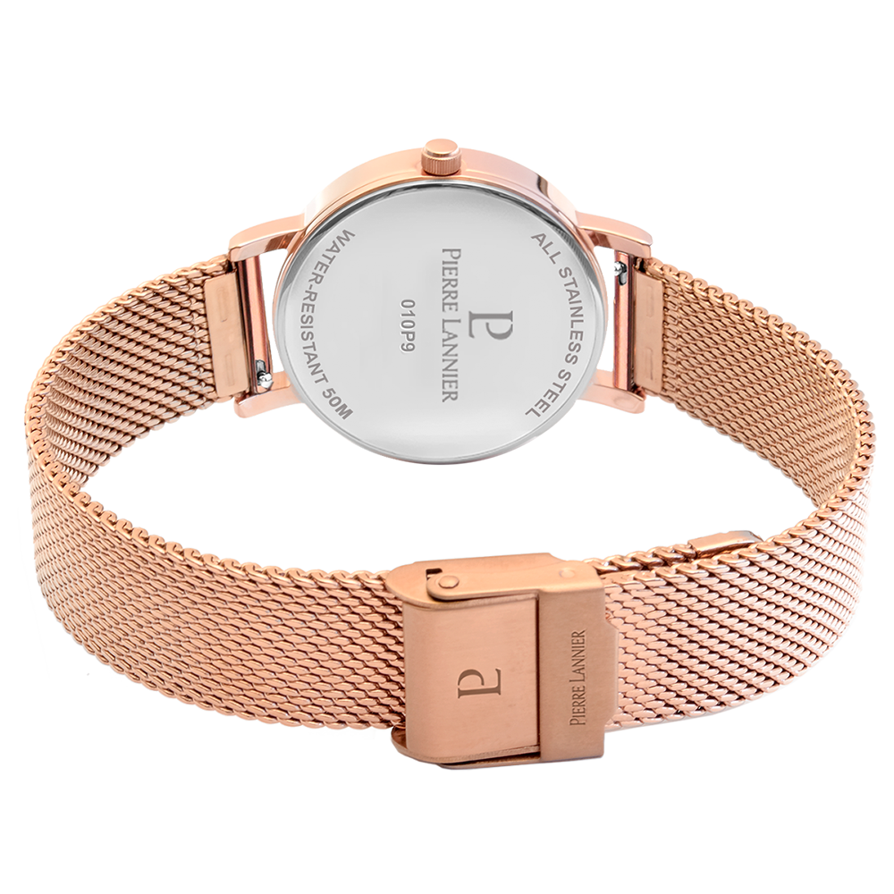 Pour Elle - Montre Femme MULTIPLES Doré-rose Cadran Chocolat Bracelet Acier milanais Doré-rose 14 MM (010P988)_3