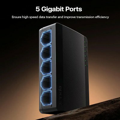Tenda SG105, 5 Port Gigabit Switch, Unmanaged Ethernet Switch, Office Ethernet Splitter, Plug & Play, Plastic Case, Desktop/ Wall-Mount, Fanless Quiet, Limited Lifetime Protection_1