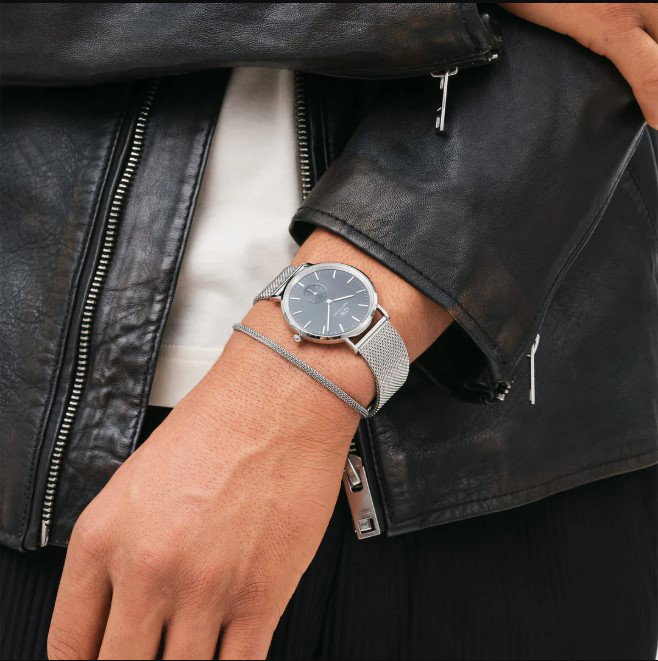 Pour Lui - Montre à quartz en acier inoxydable Classic Multi-Eye 40 - Argenté et noir_1