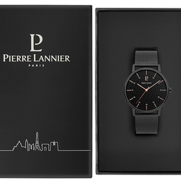 Pour Lui - Montre Homme CITYLINE Cadran Noir Bracelet Acier milanais Noir (203F438)