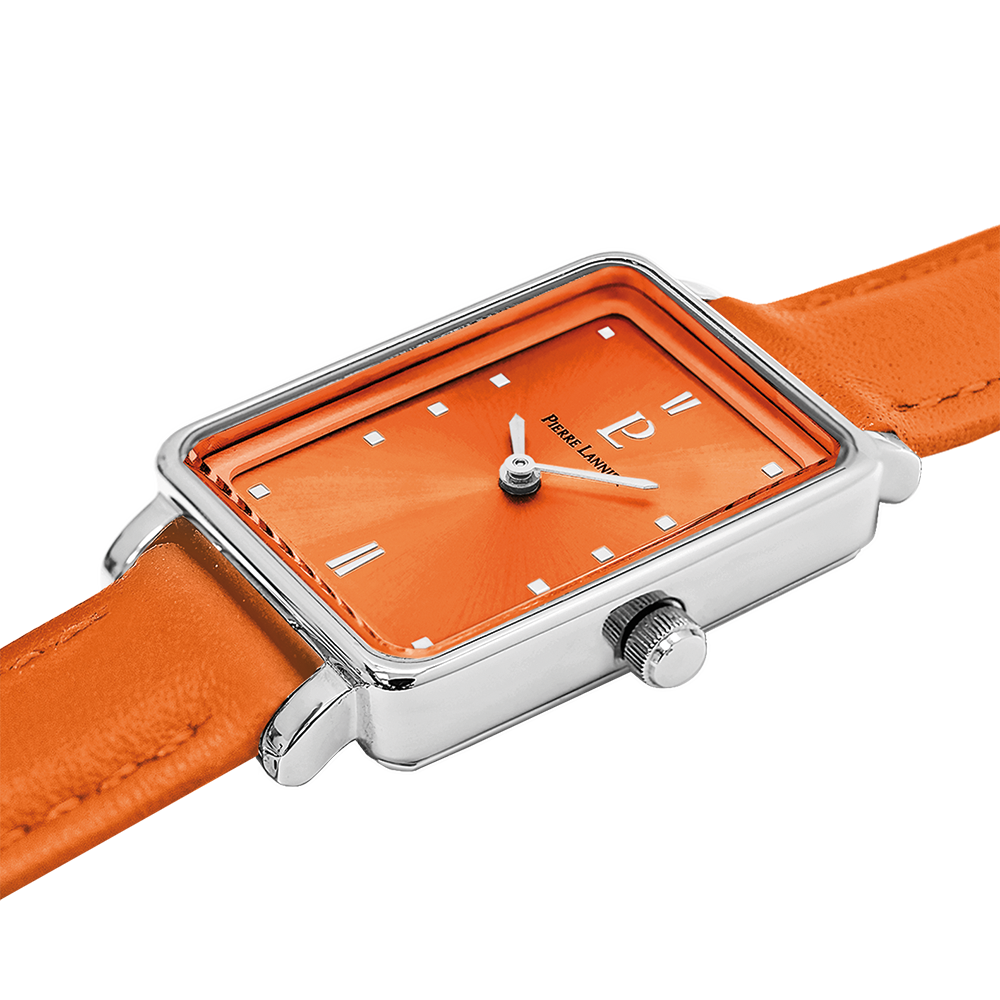 Pour Elle - Montre Femme ARIANE Cadran Orange Bracelet Cuir Orange (049D655)_1