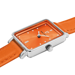 Pour Elle - Montre Femme ARIANE Cadran Orange Bracelet Cuir Orange (049D655)