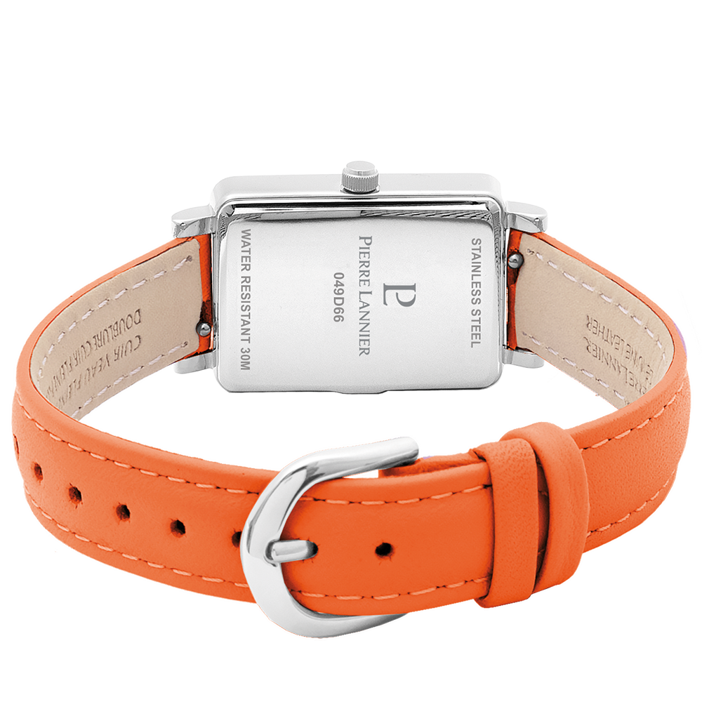 Pour Elle - Montre Femme ARIANE Cadran Orange Bracelet Cuir Orange (049D655)_2