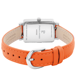 Pour Elle - Montre Femme ARIANE Cadran Orange Bracelet Cuir Orange (049D655)