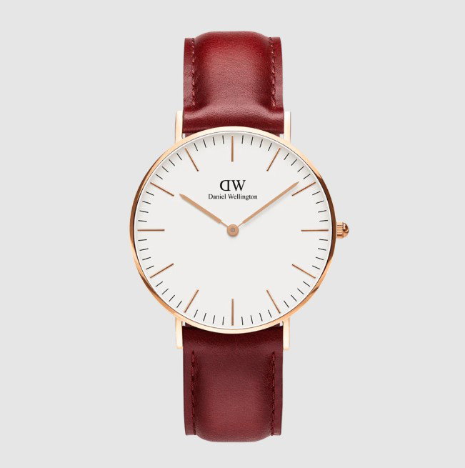 Pour Lui - Montre à quartz en cuir et plaqué or rose Suffolk - 40 mm_0