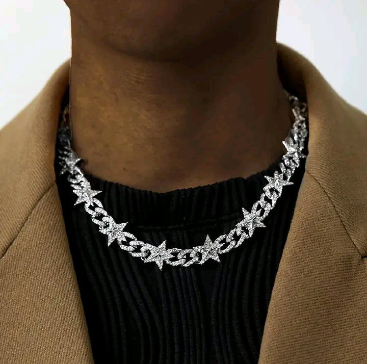 Men chain necklace iced five star chain necklace men/women hip hop rapper chain jewelry fashion accessories_2
