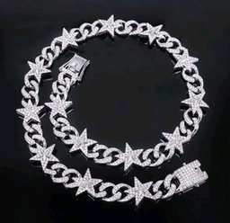 Men chain necklace iced five star chain necklace men/women hip hop rapper chain jewelry fashion accessories