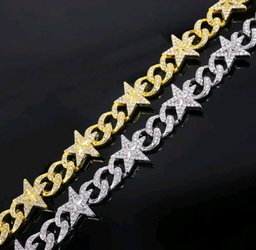 Men chain necklace iced five star chain necklace men/women hip hop rapper chain jewelry fashion accessories