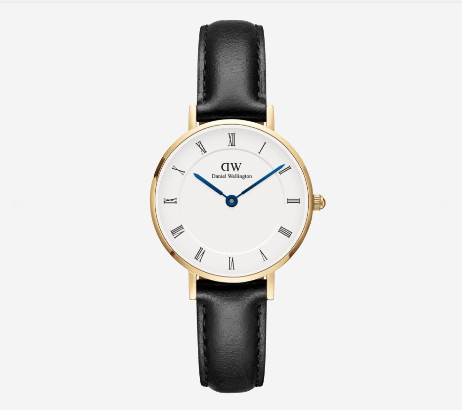 Pour Elle - Montre à quartz en cuir Petite Roman 28 Sheffield - Noir et doré rose