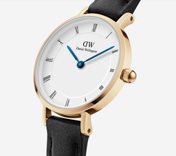 Pour Elle - Montre à quartz en cuir Petite Roman 28 Sheffield - Noir et doré rose