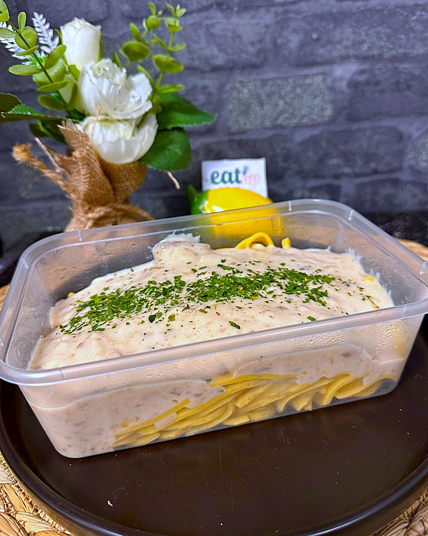 Noodle com creme de cogumelos