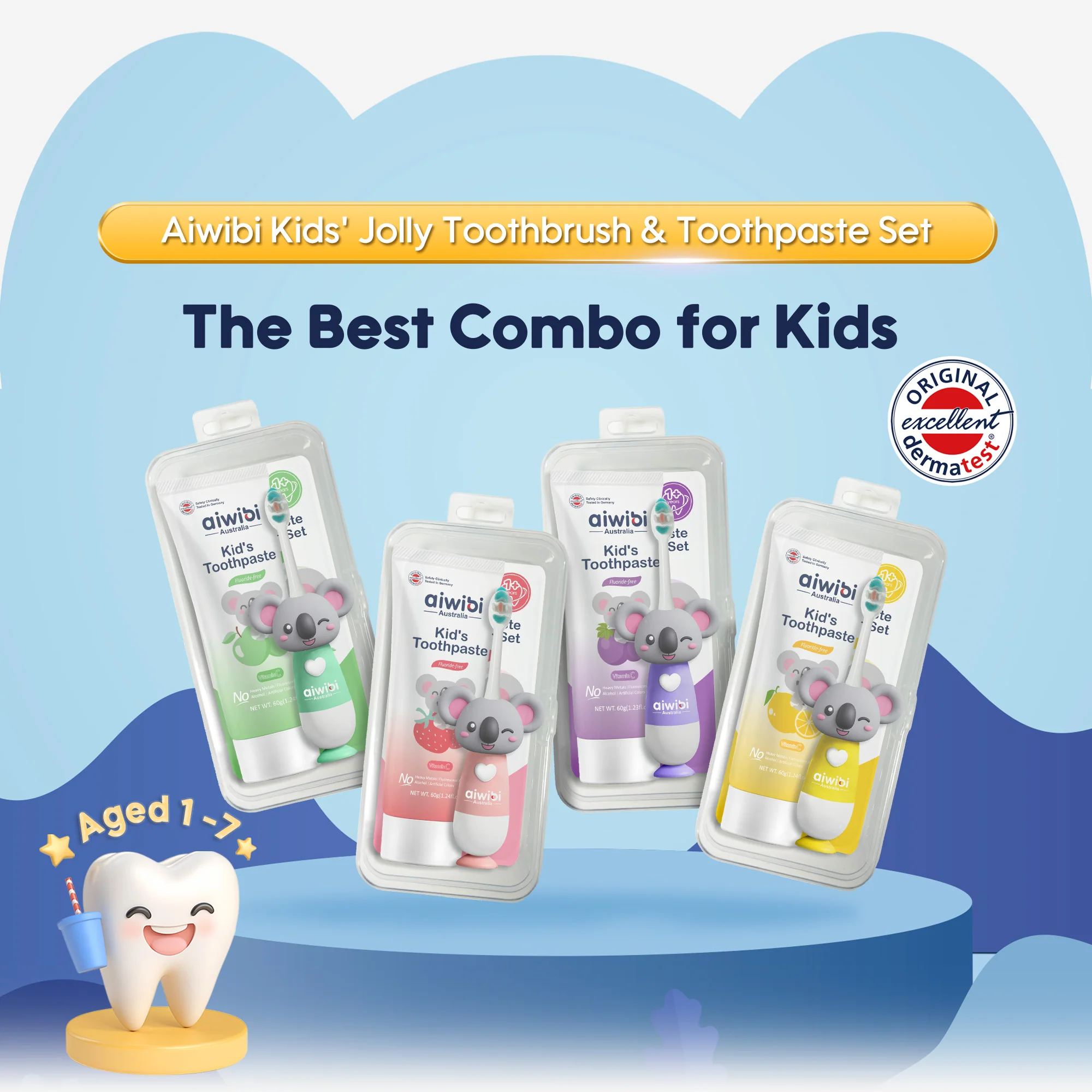Aiwibi Kit Pâte Dentifrice + Brosse de 1 à 7 ans_2