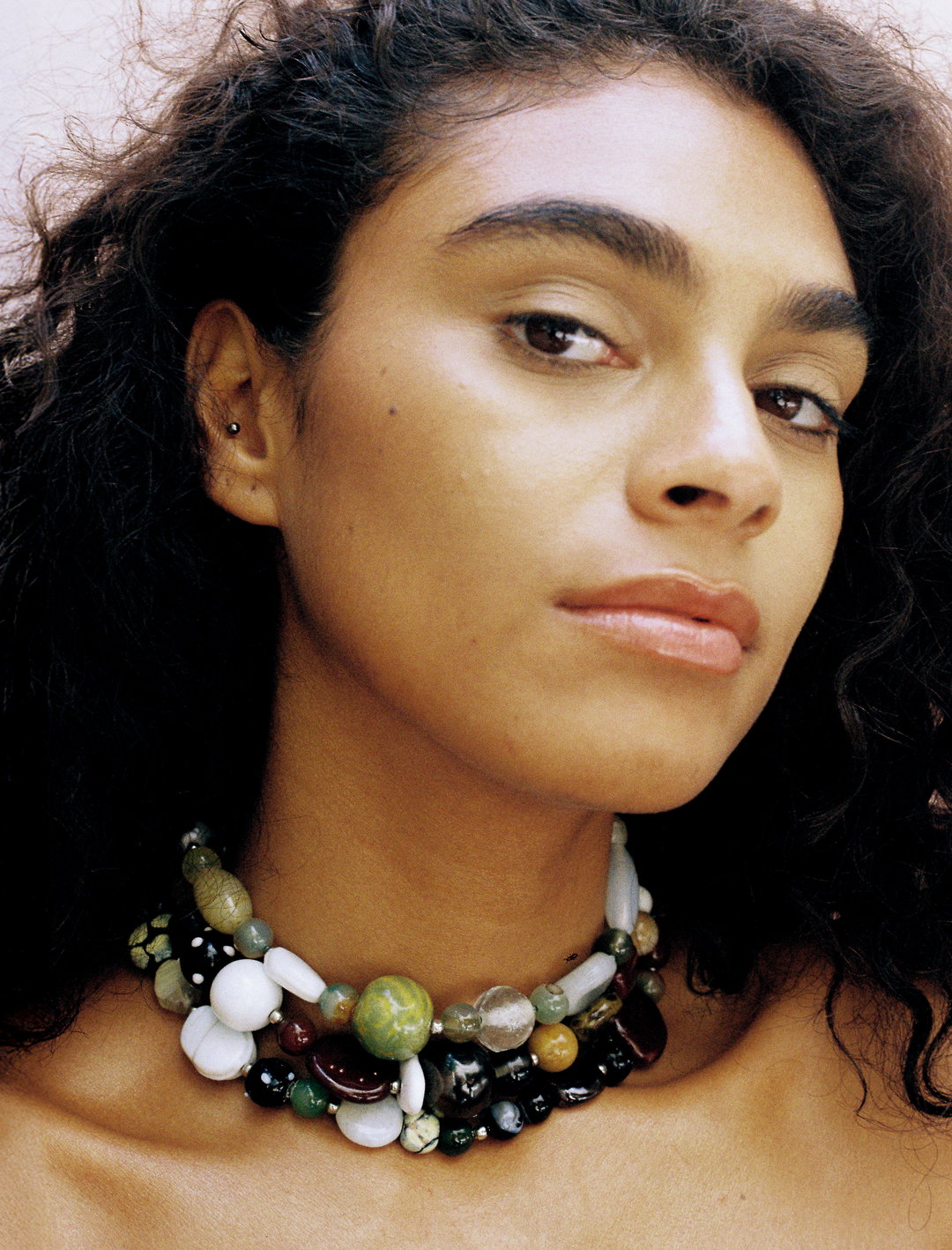 Glass, Stone, and Ceramic Bead Necklace
