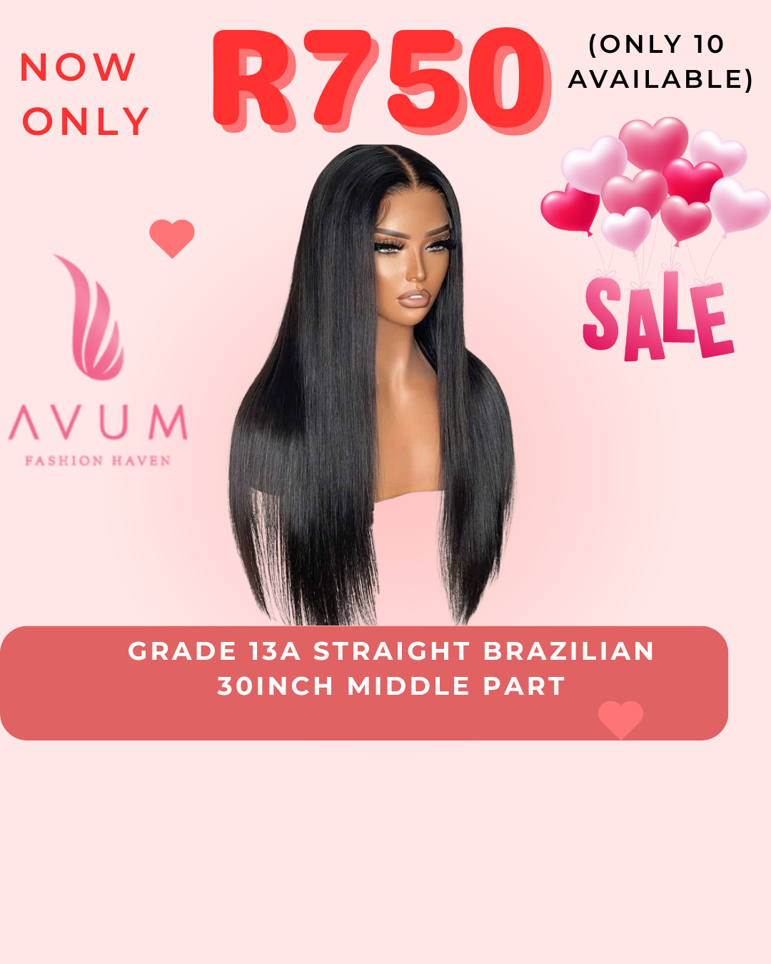 Straight Brazilian middle part 30inch