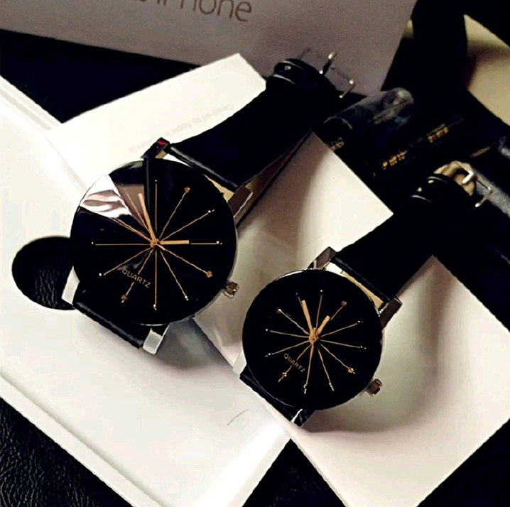 2Pcs/set Fashion Luxury Couple Wrist Watches Simple Spot Meridian Ray