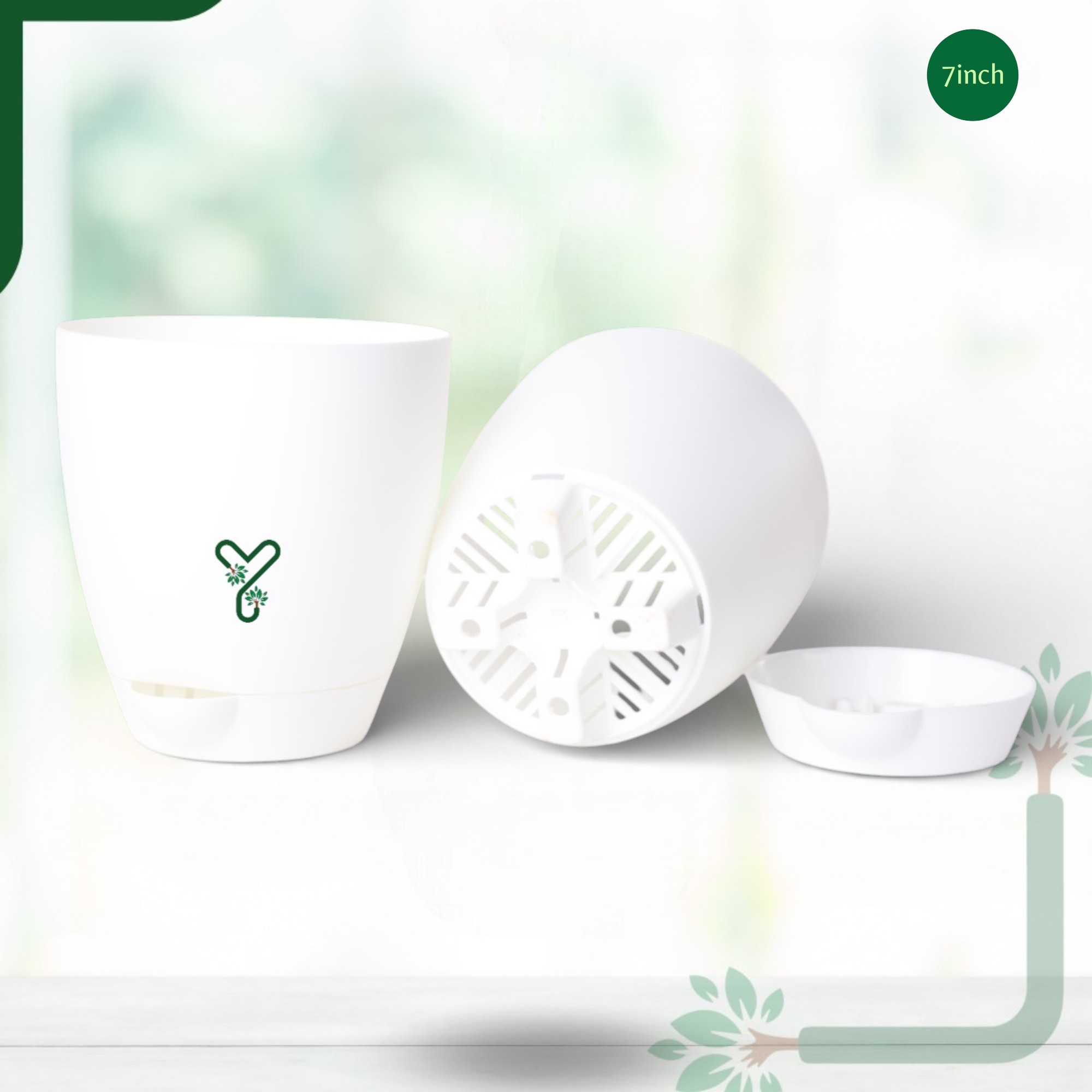 Aqua Self Watering | 5 & 7inch Pot | Pack of 2 | White_4