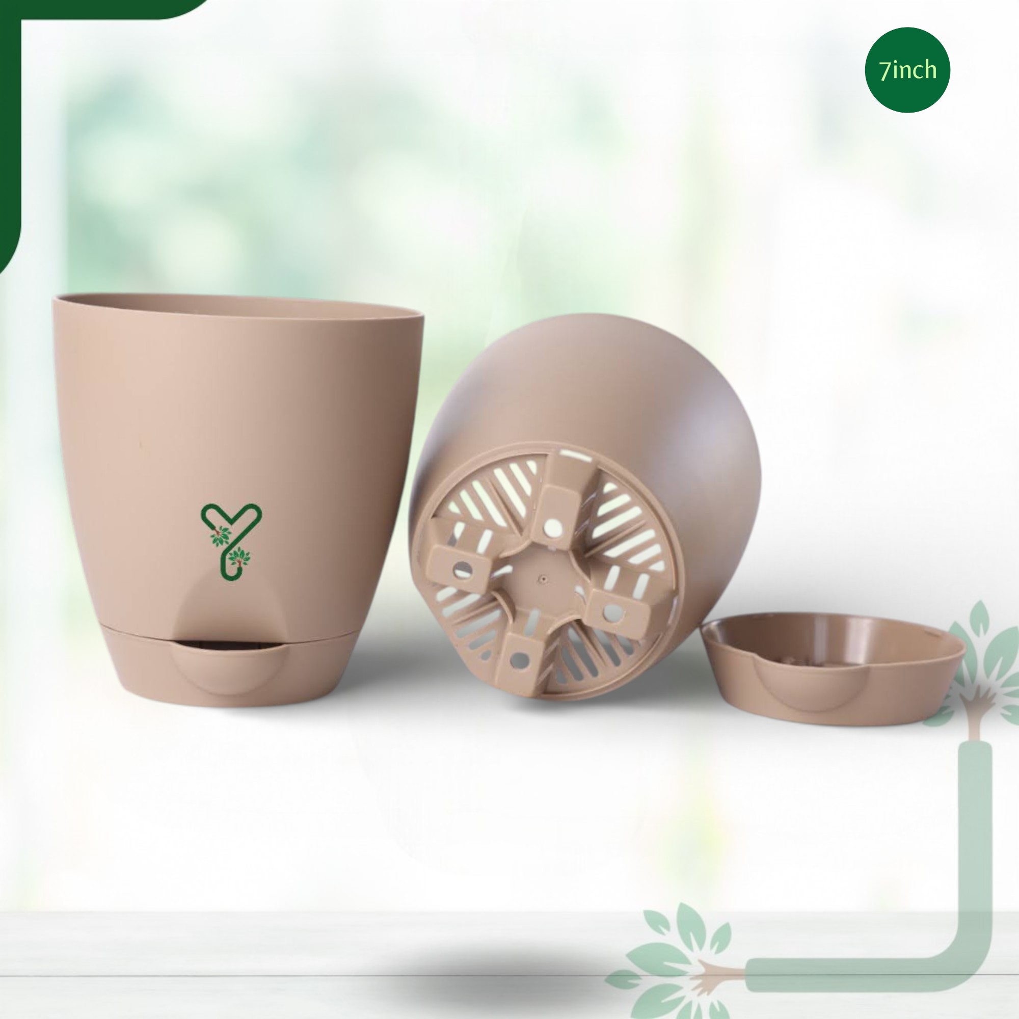 Aqua Self Watering | 5 & 7inch Pot | Pack of 2 | Rock Brown_3