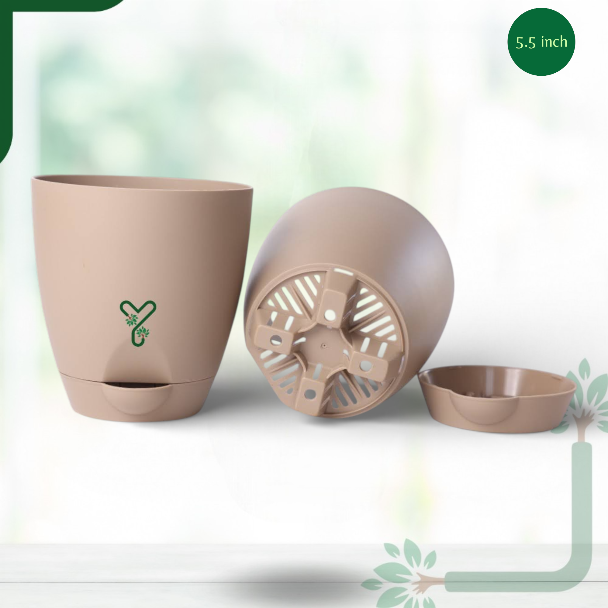 Aqua Self Watering | 5 & 7inch Pot | Pack of 2 | Rock Brown_4