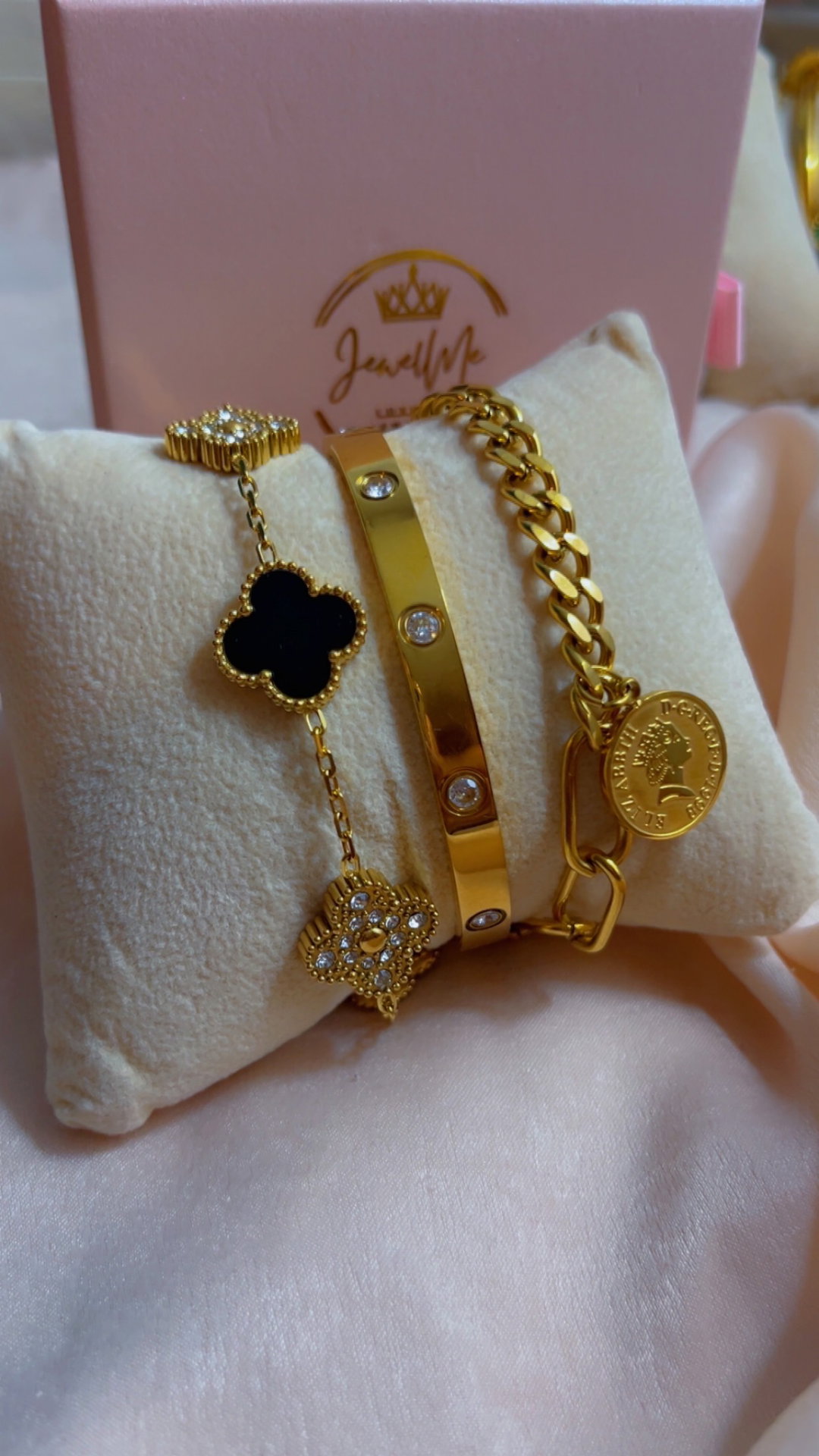 3pc Clover, Coin Bracelet stack