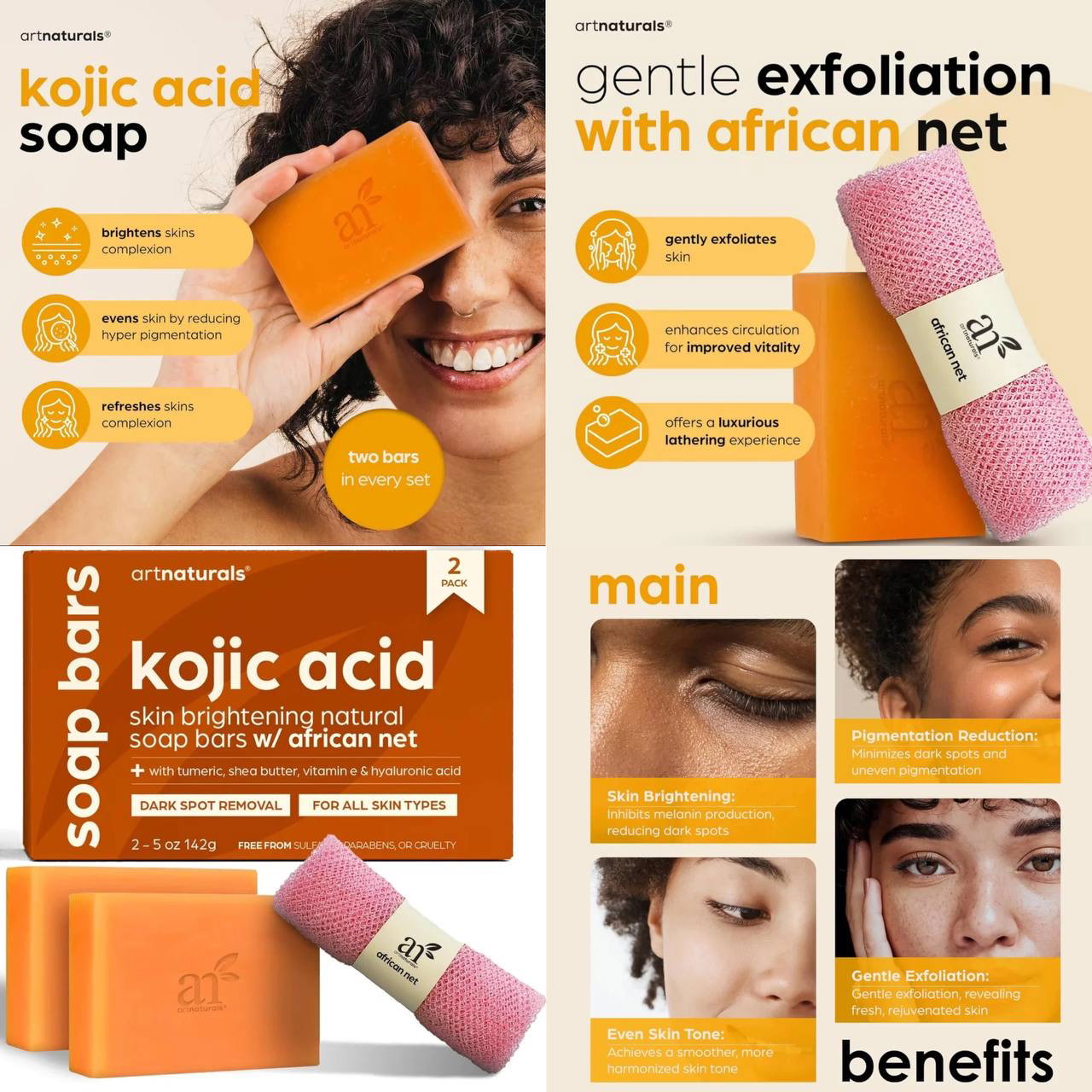 kojic acid bar soap 2pcs + net sponge_1