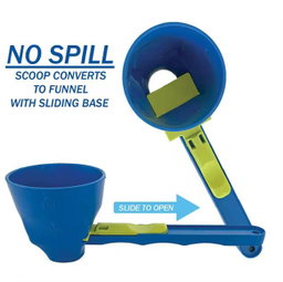 Protein/milk scoop spill-free  funnel