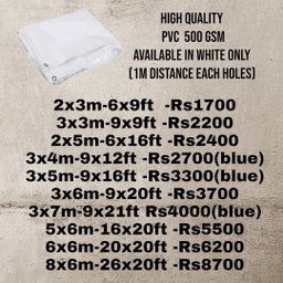  HEAVY DUTY PVC 500 GSM white tarpaulin 