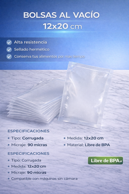 Bolsas 12x20 corrugada transparente 