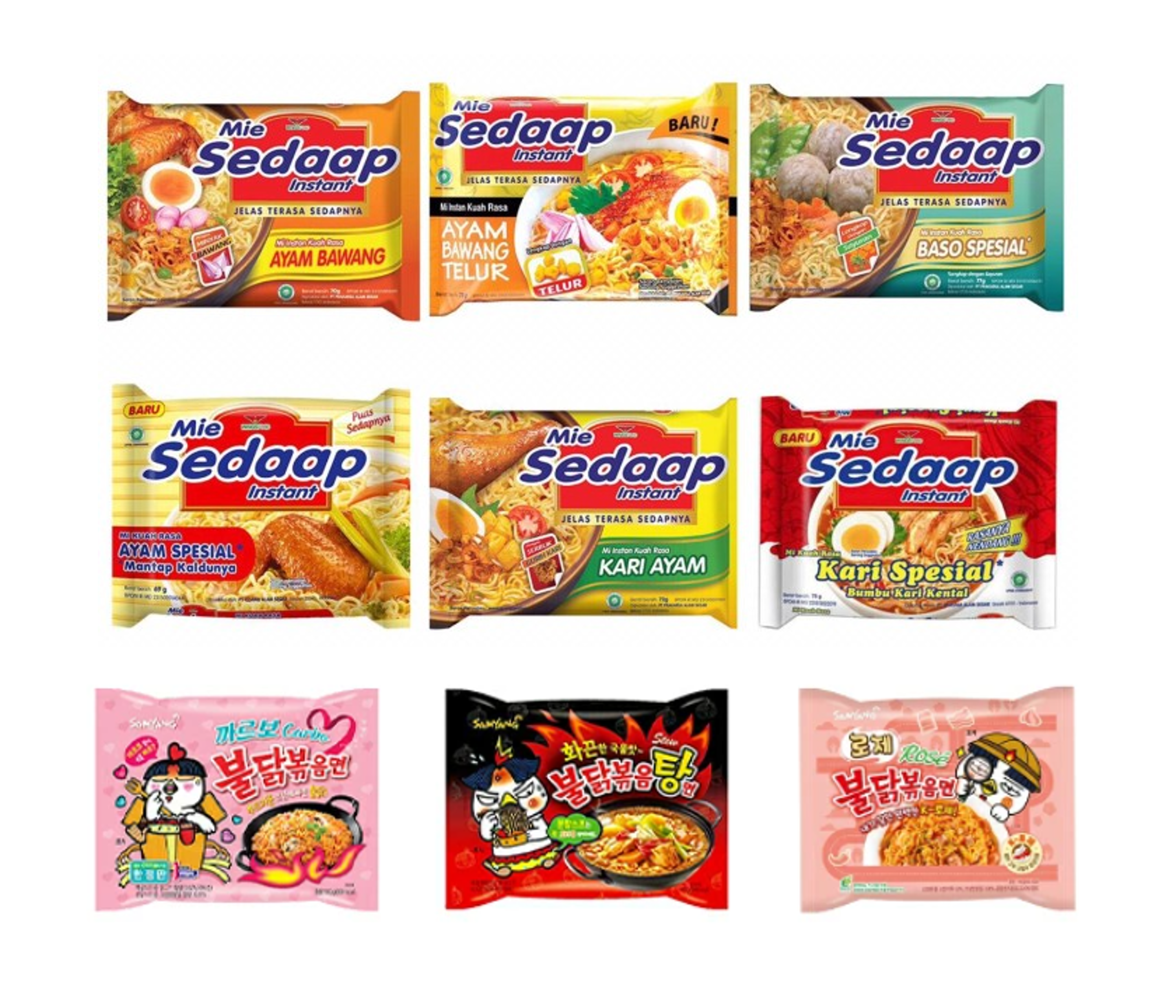 Mie Instan (Mie Sedaap, Samyang)