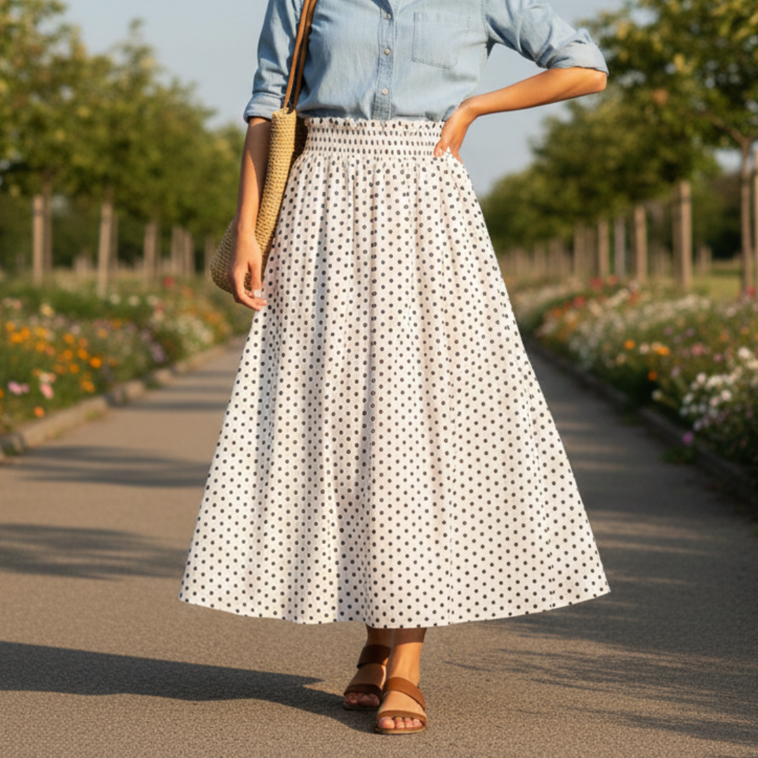 Polka Dots Flared Skirt