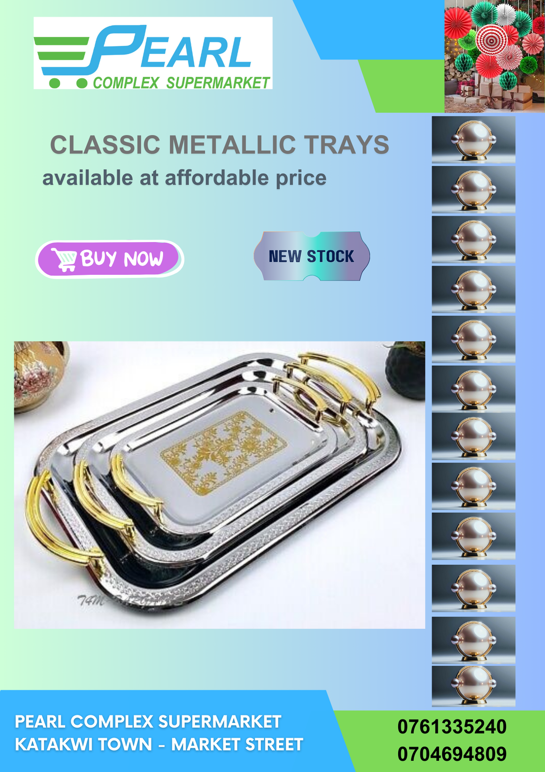 MODERN METALLIC TRAYS GOLDEN COATED