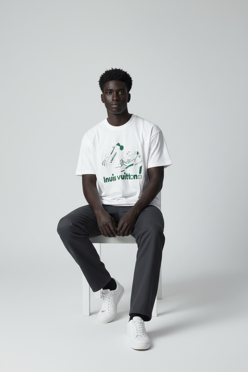 T-shirt Homme Blanc – Imprimé Sneakers Vert