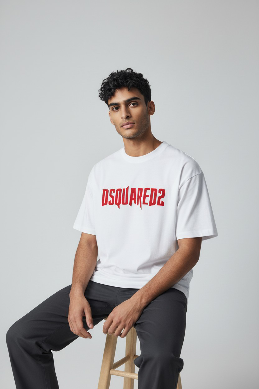 T-shirt Homme Blanc – Imprimé Rouge – 2XL_1