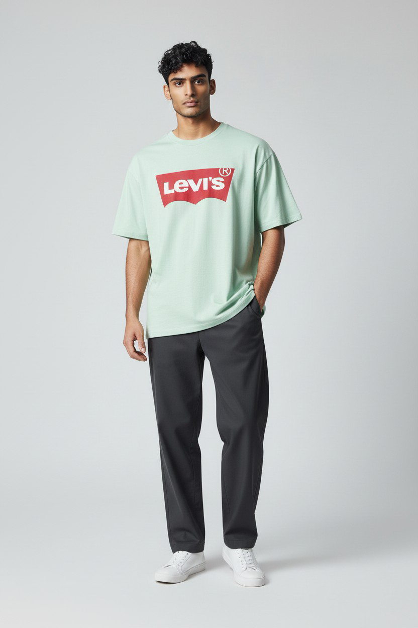 T-shirt Homme Vert Clair – Imprimé Rouge