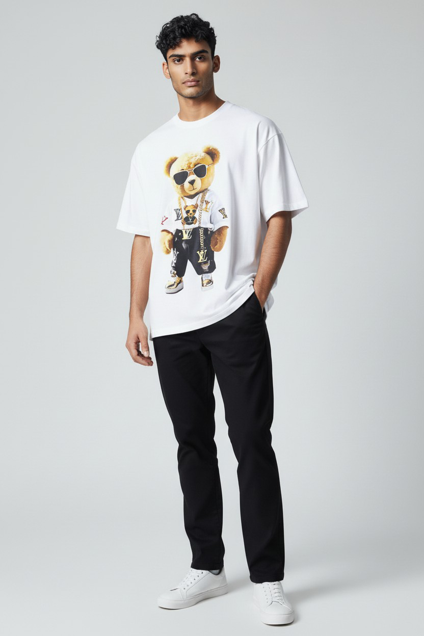 T-shirt Homme Blanc – Imprimé Teddy _0