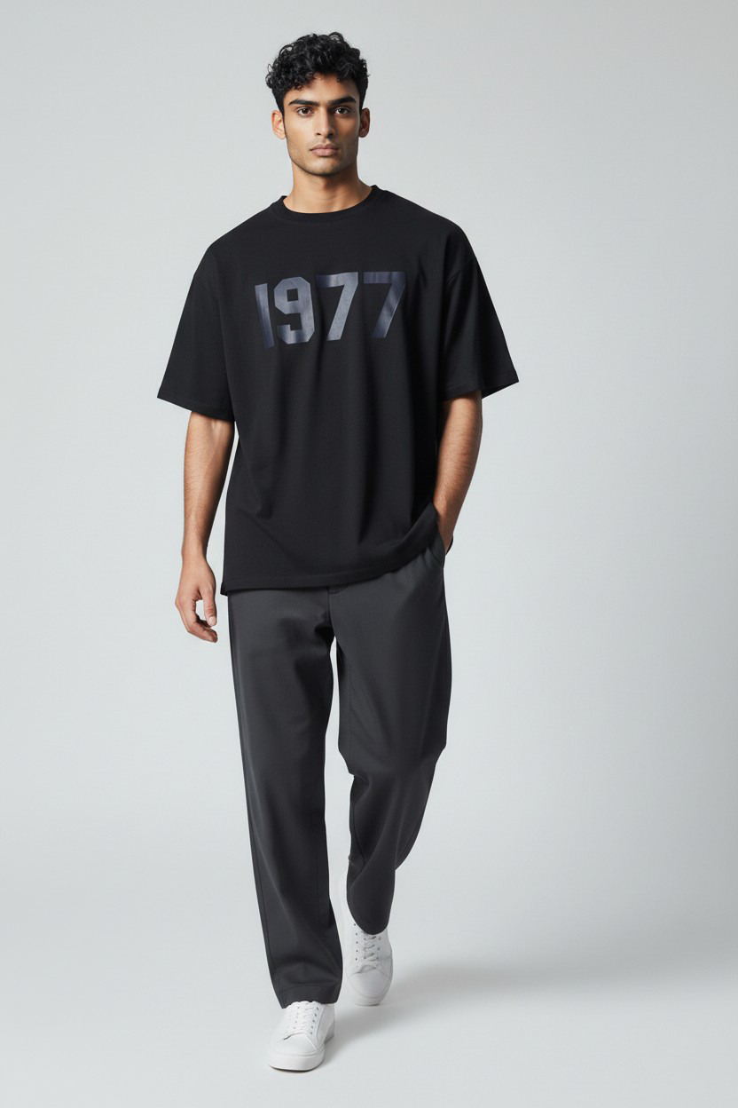 T-shirt Homme Noir – Imprimé 1977