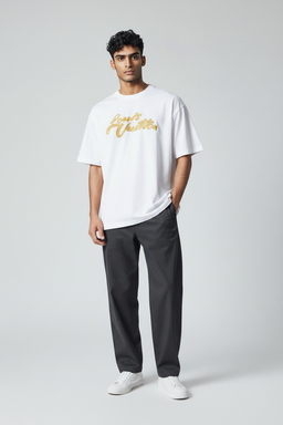 T-shirt Homme Blanc – Imprimé Doré